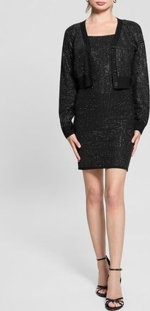Guess Khloe Rhinestone Sweater Dress in Jet Black at Nordstrom, Size Large