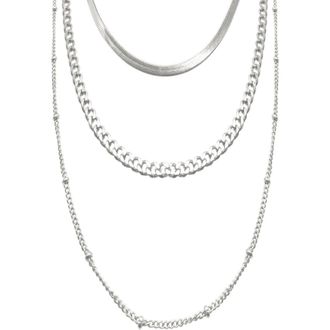 Adornia Water Resistant Layered Chain Necklace in Silver at Nordstrom Rack