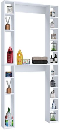 ebuy24 Estante De Pared De Madera Vcm Estante De Soporte Superestructura Wc Dimensiones: Al. 200 X An. 98 X P. 18 Cm 16 Compartimentos - Tinoli Xl (blanco)