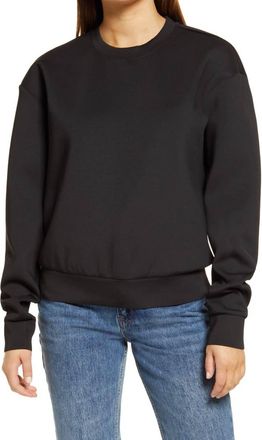 Good American Womens Scuba Boyfriend Crewneck Sweatshirt In Black