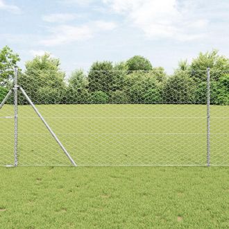 Berkfield Home Hexagon Fence 1.4x100 m Galvanised Steel in Silver