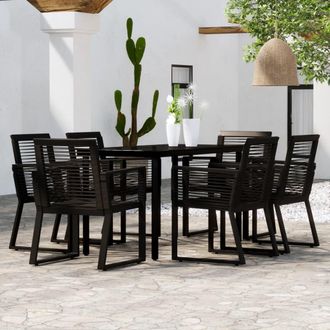 vidaXL Juego De Comedor Para Jard&iacute;n 7 Piezas Negro Vidaxl