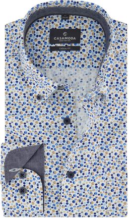 Casamoda Blauw overhemd Casa Moda Casual Fit met print