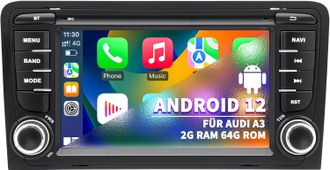 OEM Autorradio Para Audi A3 S3 8p Rs3 2003-2012, Sistema Android 12 4g+64g Con Carplay Y Android Auto, Pantalla T&aacute;ctil De 7, Compatible Con Navegaci&oacute;n Gps