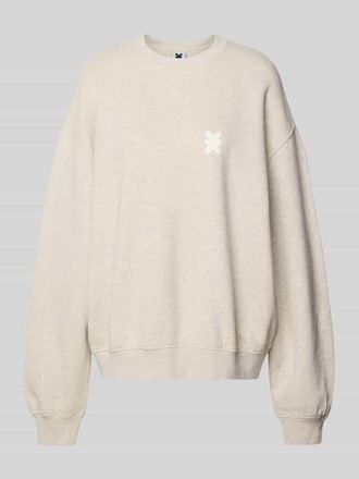 Karo Kauer Sweatshirt mit r&uuml;ckseitigem Statement-Print Modell No Hustle in Hellgrau Melange, Gr&ouml;&szlig;e XL