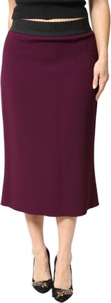 Dolce & Gabbana Maroon Mid Waist Pencil Cut Midi Womens Skirt (Pre-Owned)
