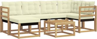 vidaXL Conjunto De Sof&aacute;s De Exterior 7 Uds. Blanco Y Crema Vidaxl