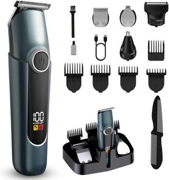 OEM Cortapelos Para Hombre, Afeitadora El&eacute;ctrica 5 En 1, Recortadora De Pelo Inal&aacute;mbrica, Kit De Belleza Impermeable Para Rostro, M&uacute;sculos, Cuerpo, Orejas