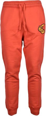Vivienne Westwood Tapered Red Track Pants with Ribbed Cuffs and Embroidered Emblem