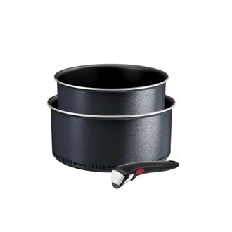 T-fal Juego De 2 Cacerolas De Aluminio De 18/20 Cm + 1 Asa Negra - L7239003 - Tefal