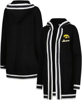 Gameday Couture Womens Gameday Couture Black Iowa Hawkeyes One More Round Tri-Blend Striped Hooded Cardigan Sweater at Nordstrom, Size Medium