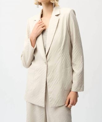 Joseph Ribkoff Geometric Textured Blazer Jacket In Moonstone