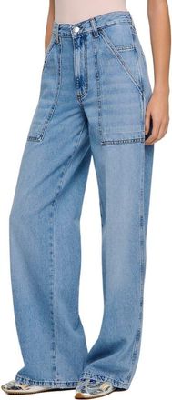 Sandro Faded wide straight-leg jeans in Blue Jean at Nordstrom, Size 40 Eu