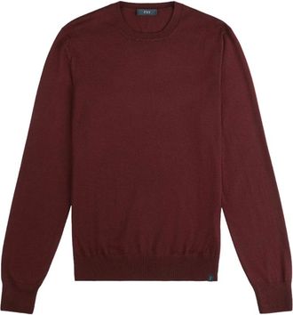 Fay Trui met ronde hals - Heren - Truien - Rood - Maat: L Wol