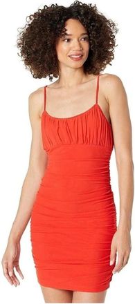 Steve Madden This Is My Jam Mini Dress Orange Ruched Bodycon JZZ129