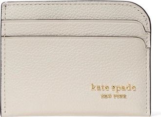 Kate Spade New York Devin Pebbled Leather Card Holder Wallet Womens Handbags Cashew Milk, Leather/Suede