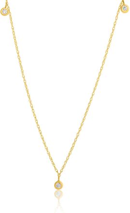MAX + STONE 14k Yellow Gold 3 Stone Diamond Necklace