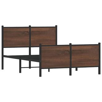 Berkfield Home Metal Bed Frame without Mattress Brown Oak 120x200 cm | Size: Small Double