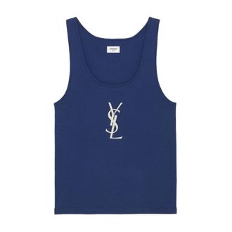 Saint Laurent Sleeveless Tops, male, Blue, Size: XL Saint Laurent Top Blue