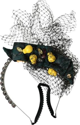 Dolce & Gabbana Zwarte Citroenen Sicili&euml; Kristal Haarband - Dames - Haaraccessoires - Veelkleurig - ONE Size - Katoen - Accessoires