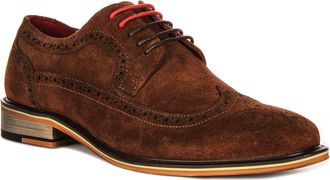 Justinreess England Robin Mens Suede Leather Lace Up Brogue Oxford Shoes, Classic Design with Durable Sole (Brown, UK 13)