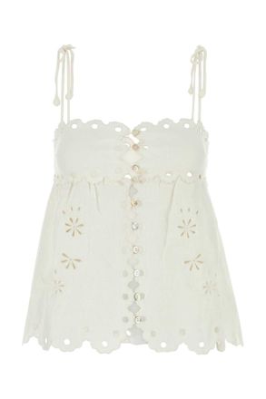 Farm Rio White Linen Top