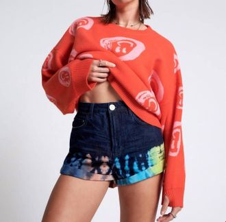 One Teaspoon Bandits High Waist Denim Shorts In Paint Dipped
