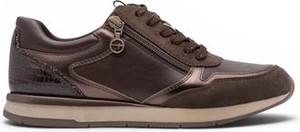 Tamaris Tamaris Womens Brown Faux Leather Fashion Lace Up Sneakers - 23613-46 - Dark Brown - Size EU 42