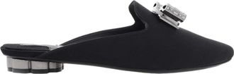 Ferragamo Alseno Crystal-Embellished Vara Bow Mules, Size 7 C