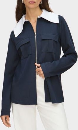 Aligne Tam Ponte Contrast Collar Jacket in Navy at Nordstrom Rack, Size 10