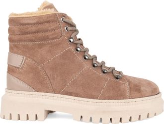 Sergio Moretti Beige Quilted Suede Plush-Lined Boots