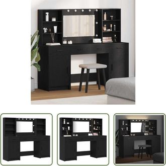 vidaXL Vidaxl Conjunto De Mesa De Vestidor Con Led 3 Uds. Roble Negro