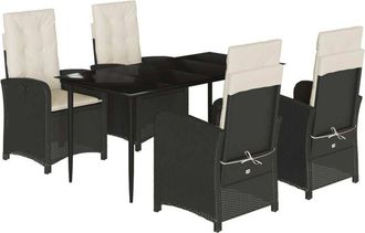 vidaXL Set De Muebles Jard&iacute;n 5 Pzas Con Cojines Rat&aacute;n Sint&eacute;tico Negro Vidaxl