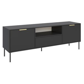 Selsey Selsey Vena - Mueble Tv 2 Puertas Con Caj&oacute;n Y Hueco - Negro - 160 Cm