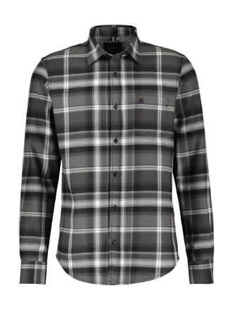 Lerros Karohemd LERROS, Herren, Gr. M, N-Gr, schwarz, Obermaterial: 100% Baumwolle, kariert, regular fit taillenbedeckt, ohne Ausschnitt, 2-Knopf-Manschette,