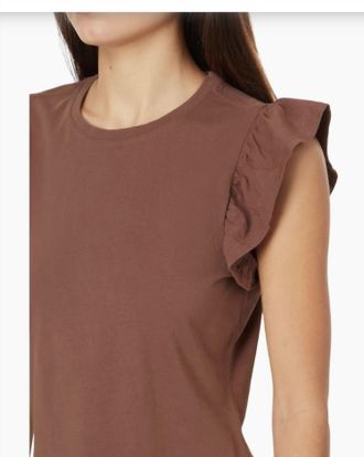 Paige Erissa Ruffle Sleeve Tee In Warm Mocha
