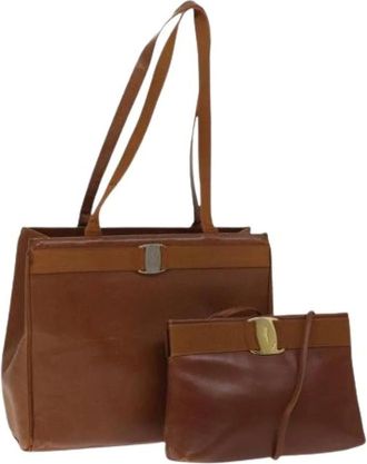 Ferragamo Pre-owned Tote Bags, female, Brown, Size: ONE SIZE Pre-owned Shoulder Bag