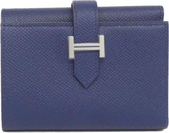Herm&egrave;s Blue Navy Epsom Leather Wallet (Tri-Fold) (Pre-Owned)