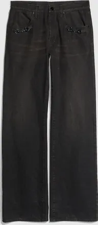 Gucci Flared Cotton Denim Pants With Horsebit, Size 28