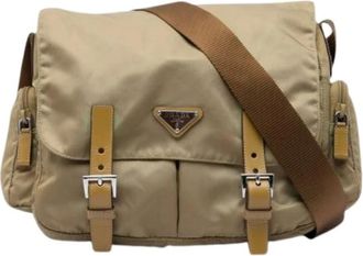 Prada Pre-owned Nylon Crossbody Bag - Dames - Pre-owned - Beige - Maat: ONE Size Nylon