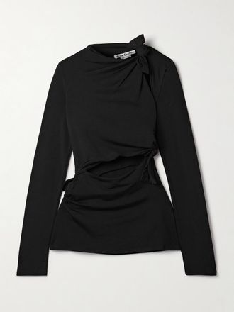 Acne Studios Maglia Cut-out In Jersey Stretch Arricciato Con Nodi - Nero