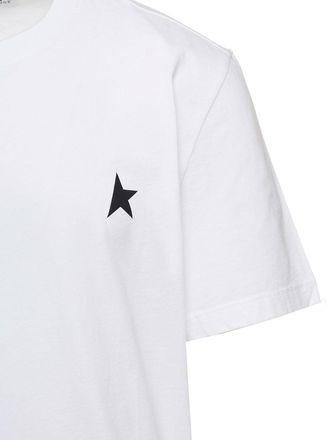 Golden Goose Mens T-Shirt One Star Logo White Cotton T-Shirts And Polos