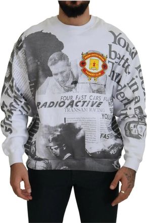 Msgm Elegante Witte Katoenen Trui - Heren - Sweatshirts - Veelkleurig - S - Katoen - Hoodies & sweatvesten