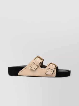 Isabel Marant leather studded asymmetric slide sandals