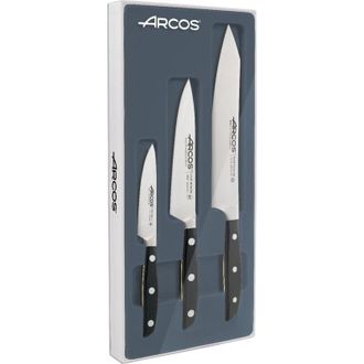 Arcos Arcos Set De 3 Piezas De Cuchillos De Cocina De La Serie Mahatthan Con Hoja De Acero Inoxidable Nitrum