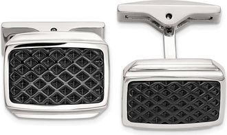 Diamond2Deal Stainless Steel Textured Black IP-plated Cuff Links