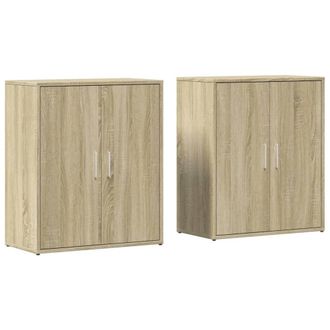Berkfield Home Sideboards 2 pcs Sonoma Oak 60x31x70 cm Engineered Wood in Light Brown | Size: 60 x 31 x 70 cm