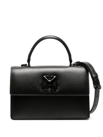 Off-white Jitney logo-plaque tote bag - unisex - Calf Leather - OS - Black