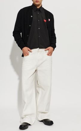 Comme Des Gar&ccedil;ons Comme Des Gar&ccedil;ons Play Cotton Shirt With Logo Patch, Mens, Black