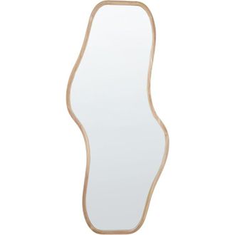 Beliani Espejo De Pared Moderno Marco De Madera De Paulownia Clara Forma Irregular Con Ganchos Biollet